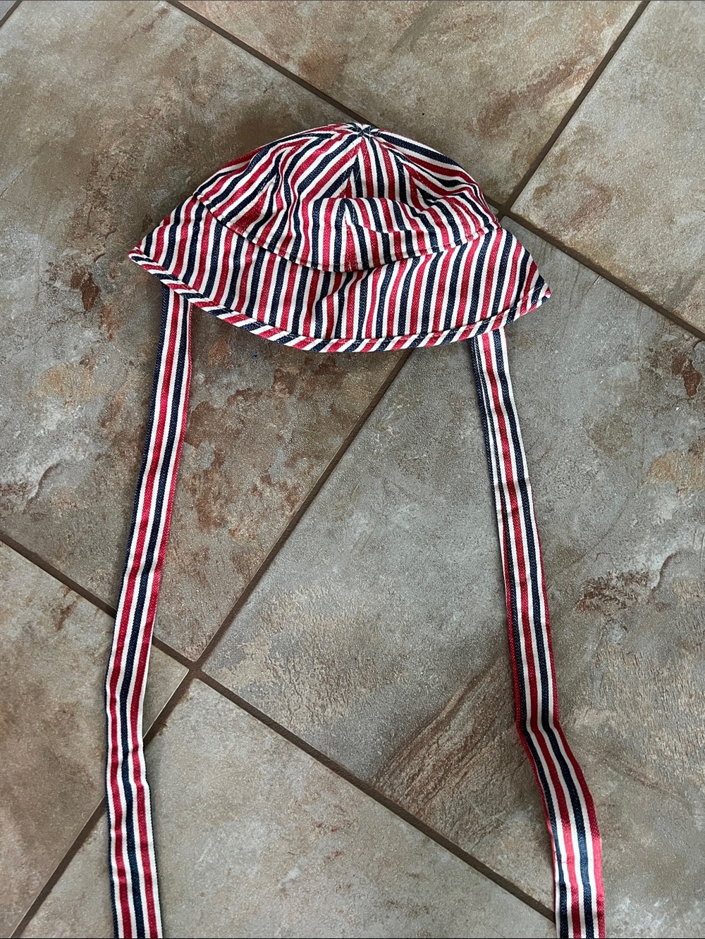 Free People Striped Tie Sun Hat - Red, Navy & White